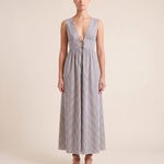 Striped Sleeveless Lace-Up Maxi Dress — front