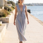 Striped Sleeveless Lace-Up Maxi Dress — coastal lifestyle