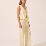 Striped V Neck Blouse and Wide Leg Trouser Set – three-quarter view