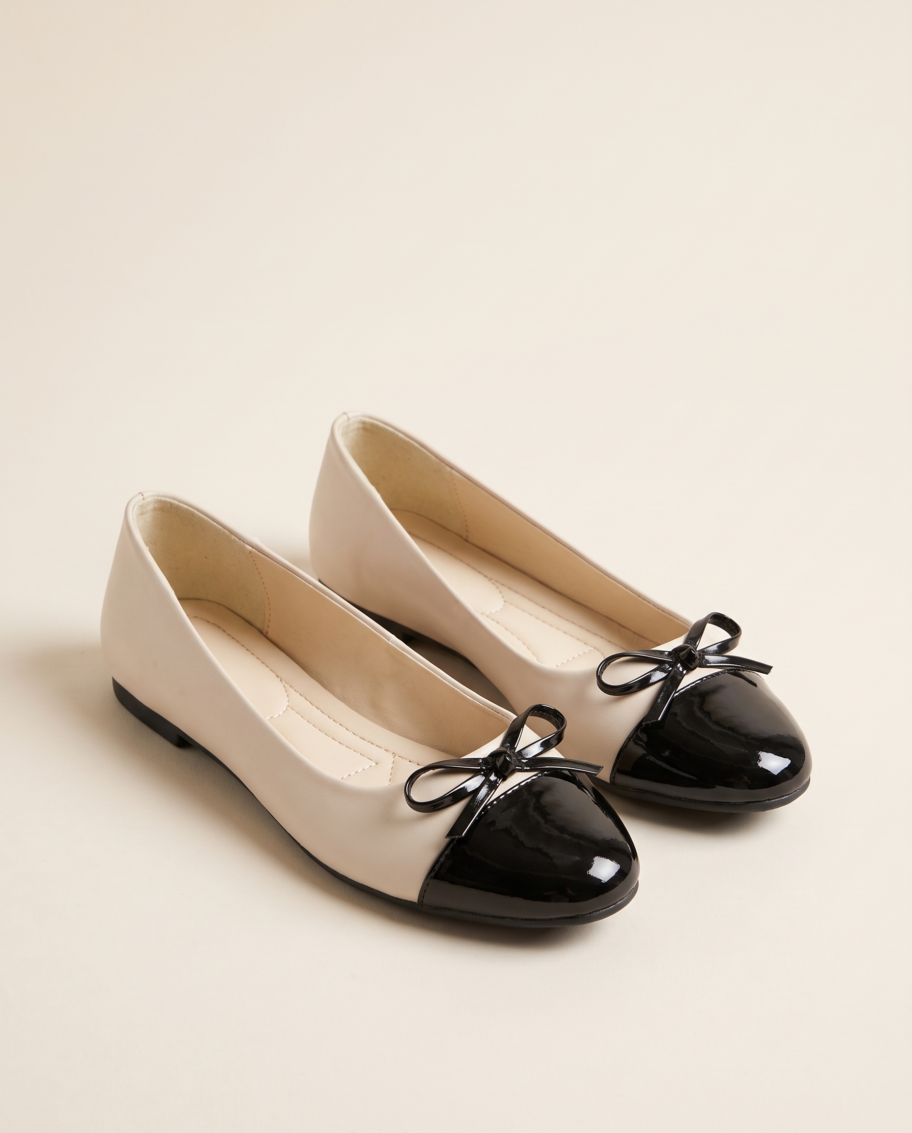 Talia Comfortable Bow-Detail Ballet Flats — Beige variant