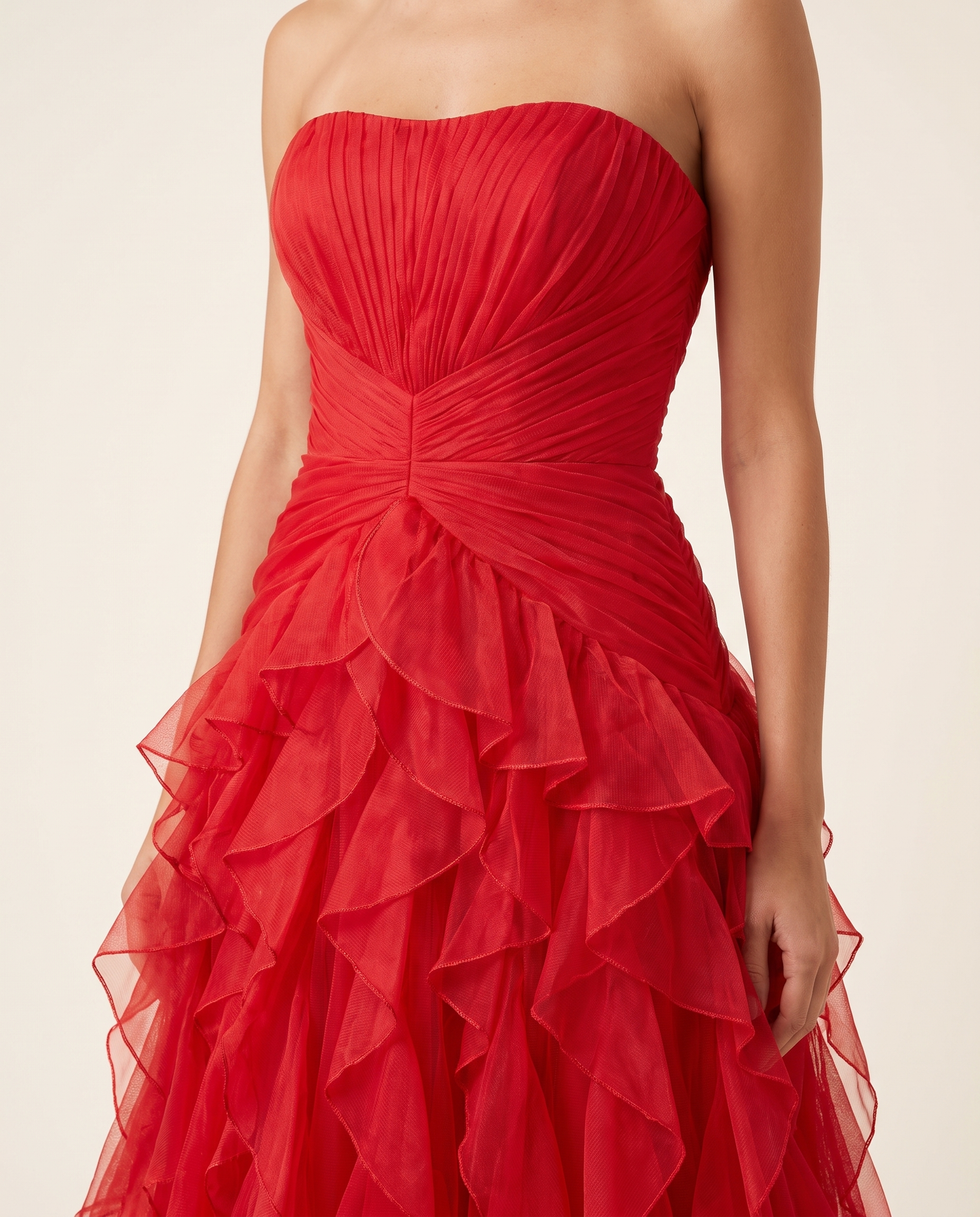 Thalia Elegant Ruffle Ruched Maxi Dress – product detail view