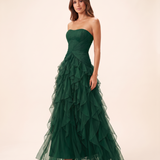 Thalia Elegant Ruffle Ruched Maxi Dress – Image color 2 studio variant
