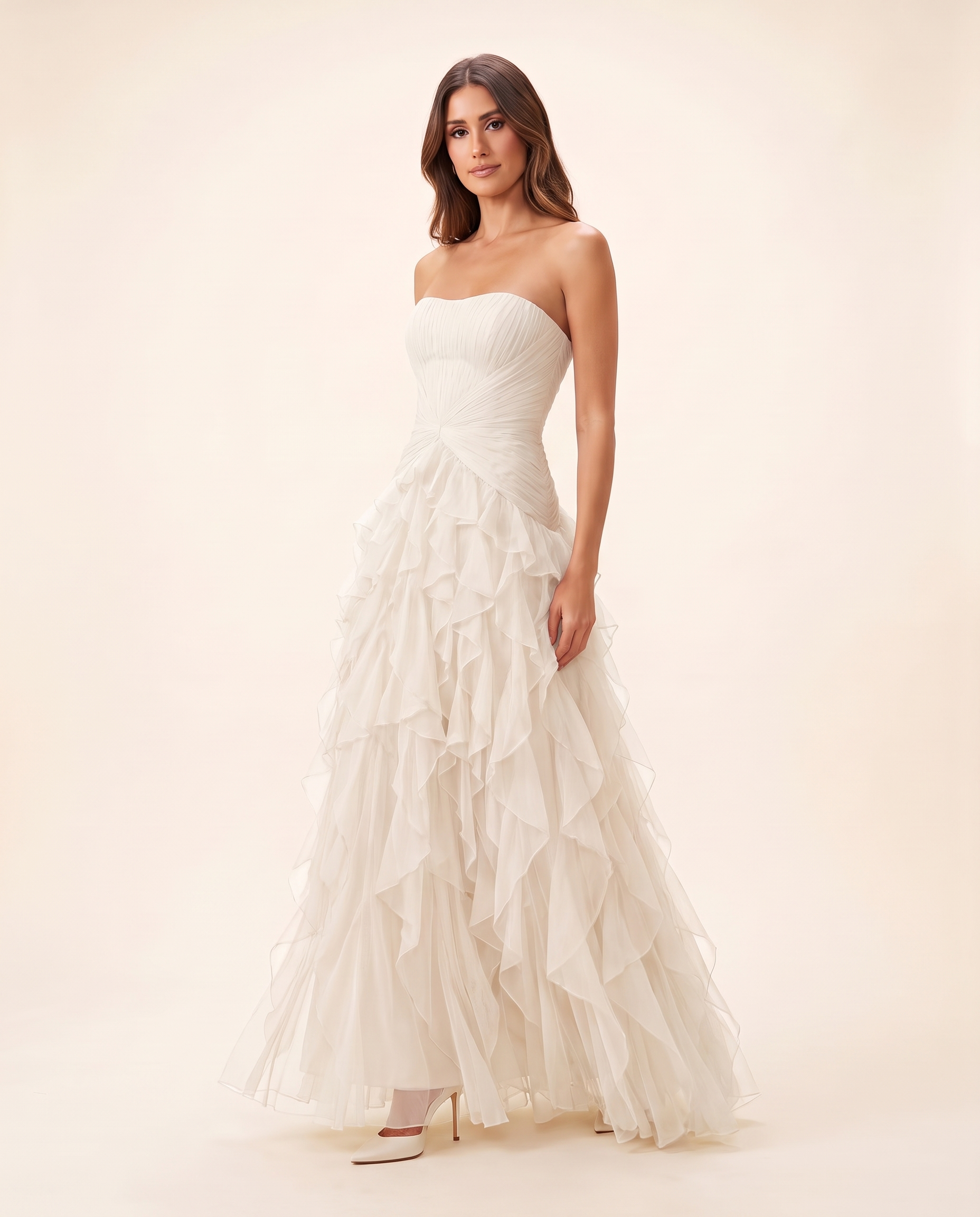 Thalia Elegant Ruffle Ruched Maxi Dress – Image color 4 studio variant