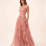 Thalia Elegant Ruffle Ruched Maxi Dress – Image color 5 studio variant