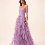 Thalia Elegant Ruffle Ruched Maxi Dress – Image color 7 studio variant