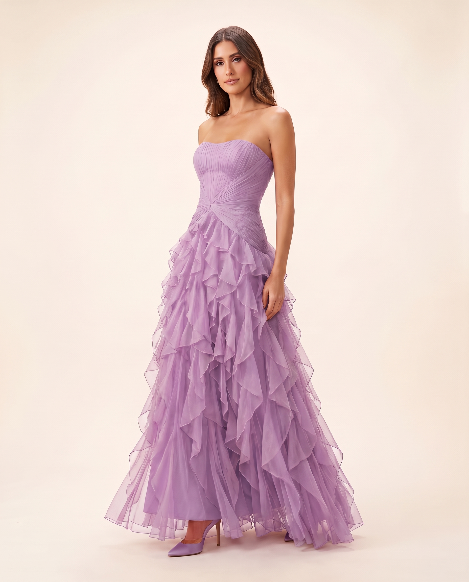 Thalia Elegant Ruffle Ruched Maxi Dress – Image color 7 studio variant