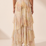 Tiered Ombre Print Maxi Skirt – studio back view
