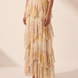 Tiered Ombre Print Maxi Skirt – studio three-quarter view