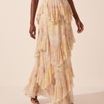 Tiered Ombre Print Maxi Skirt – studio lifestyle movement view
