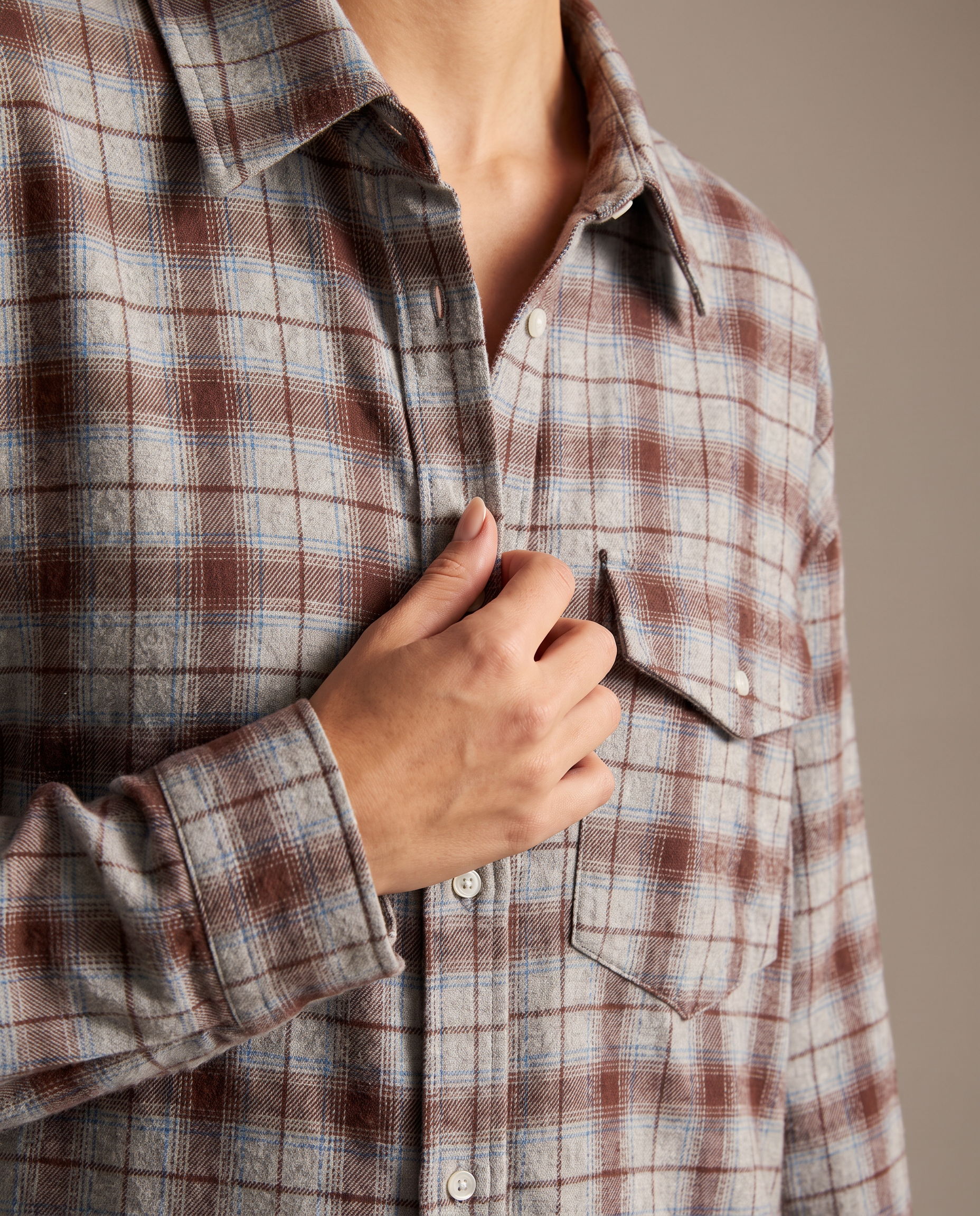 Maple Oversized Plaid Long-Sleeve Shirt – fabric and construction detail