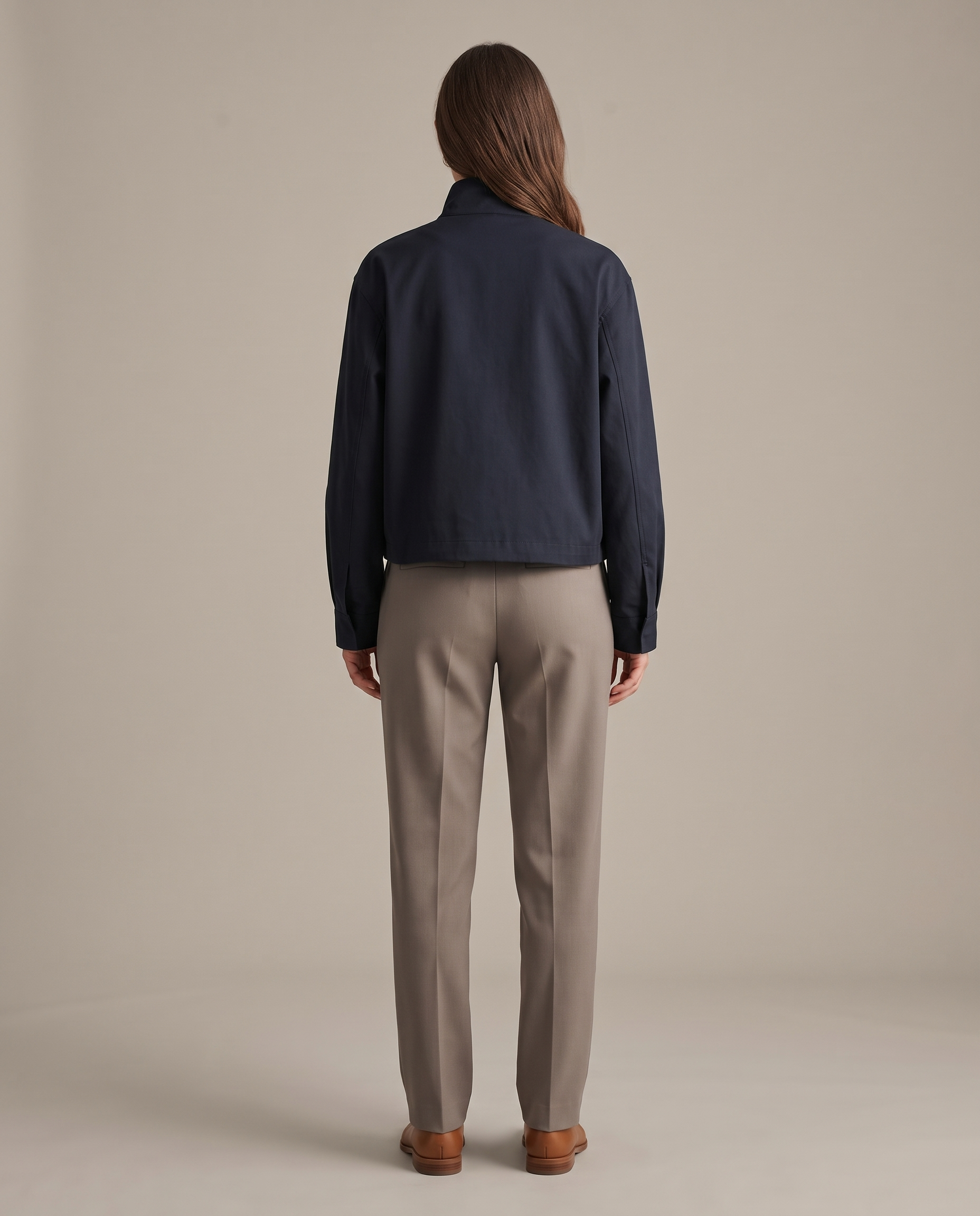 Onyx Relaxed High-Neck Zip Jacket – true back view