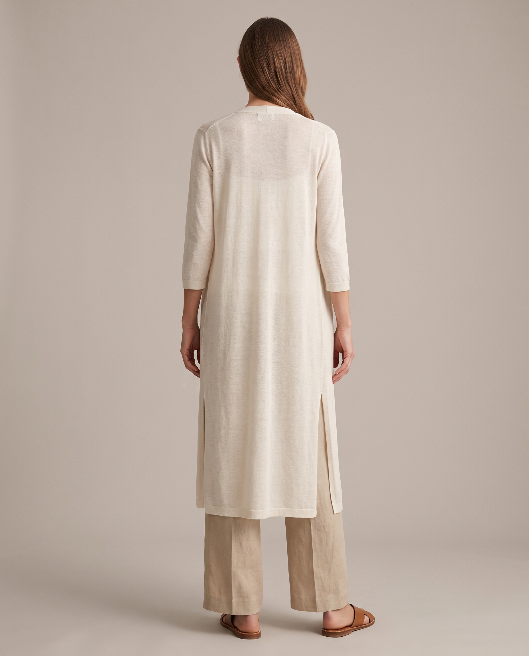 Soleil Longline Lightweight Knit Cardigan – true back view