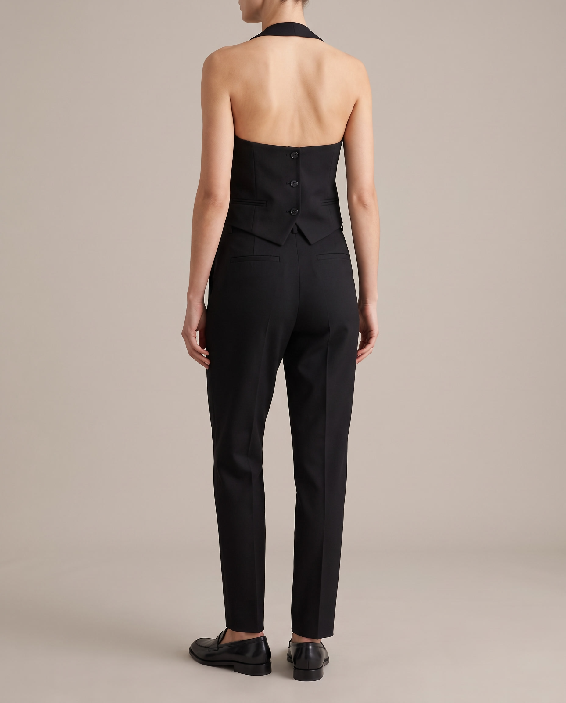 Céline Open-Back V-Neck Cropped Vest – true back view