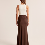 Satin Trumpet Maxi Skirt – back