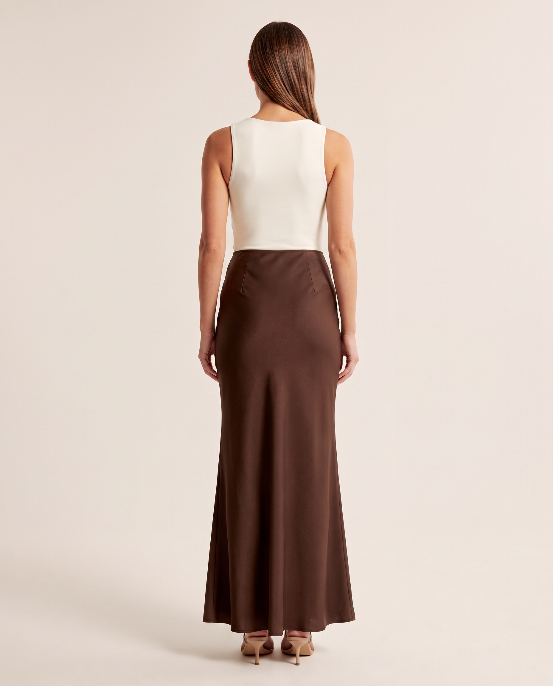 Satin Trumpet Maxi Skirt – back