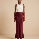 Satin Trumpet Maxi Skirt – Burgundy