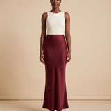 Satin Trumpet Maxi Skirt – Burgundy