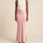 Satin Trumpet Maxi Skirt – Light Pink