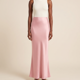Satin Trumpet Maxi Skirt – Light Pink