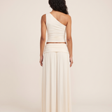 Ula Elegant Ruched Open-Back Skirt Set – back