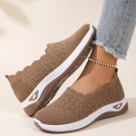 Uma Comfortable Knit Wedge Loafers — detail view