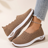 Uma Comfortable Knit Wedge Loafers — detail view