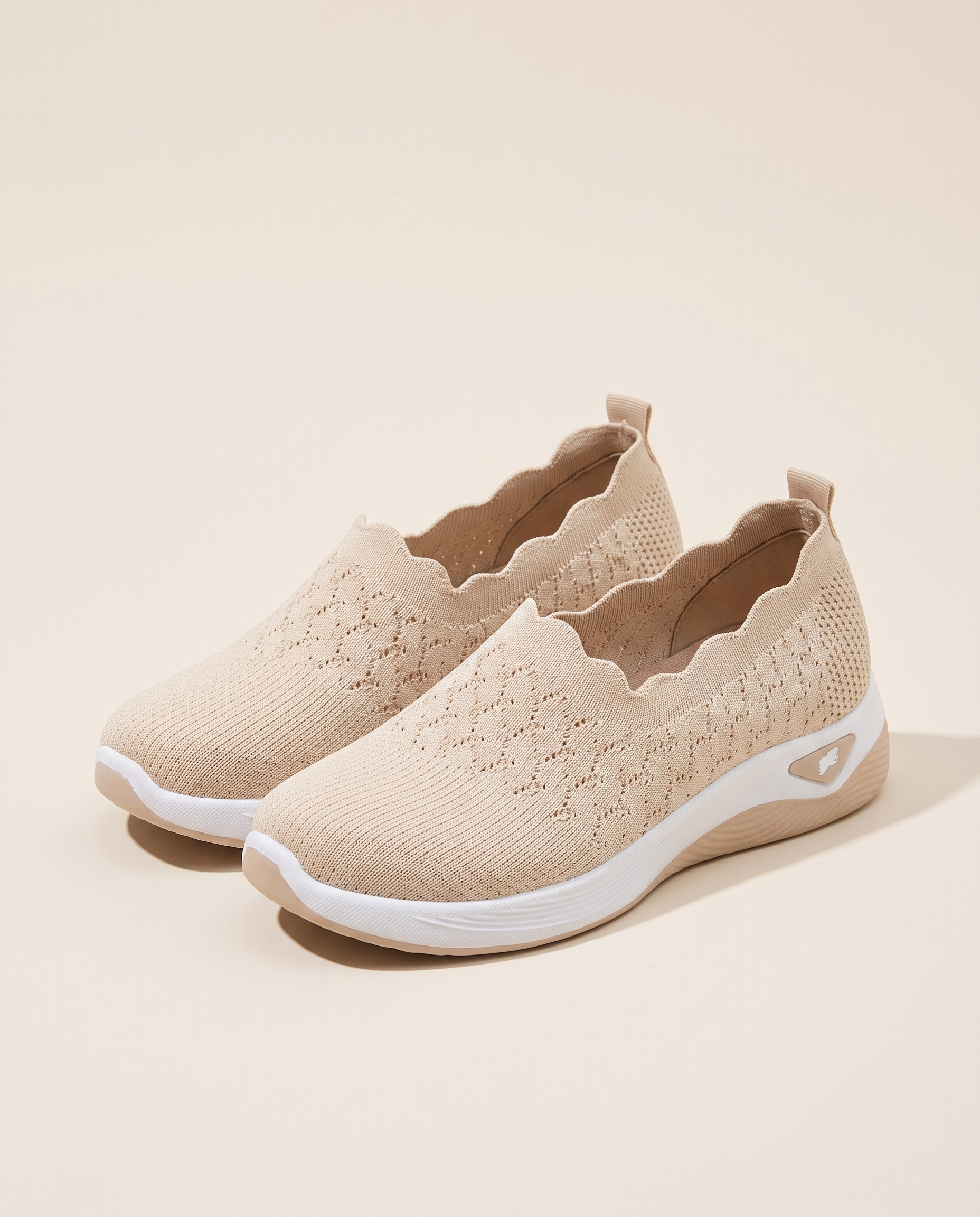 Uma Comfortable Knit Wedge Loafers — SK03-Beige variant