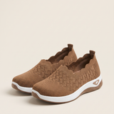 Uma Comfortable Knit Wedge Loafers — SK03-Brown variant