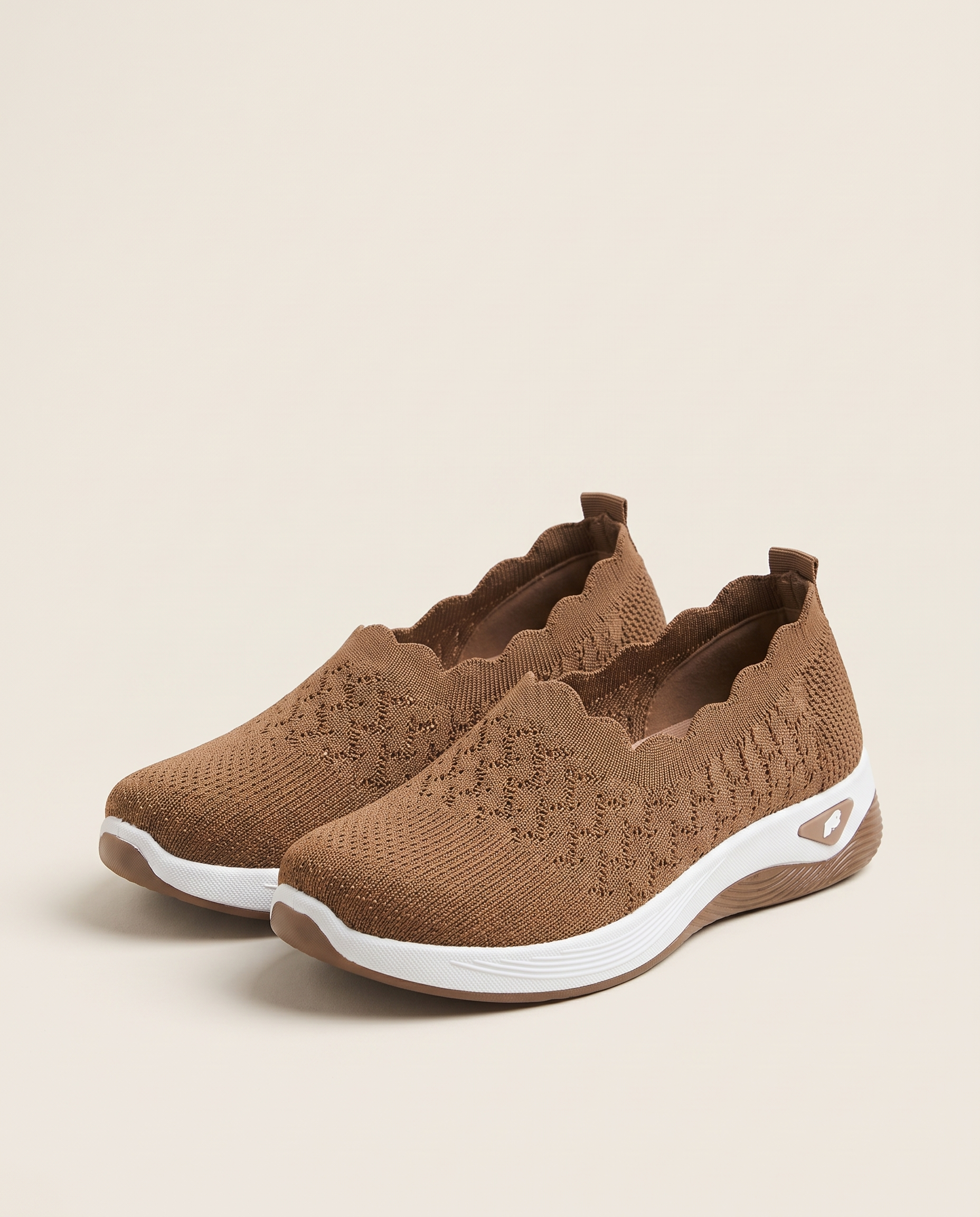 Uma Comfortable Knit Wedge Loafers — SK03-Brown variant