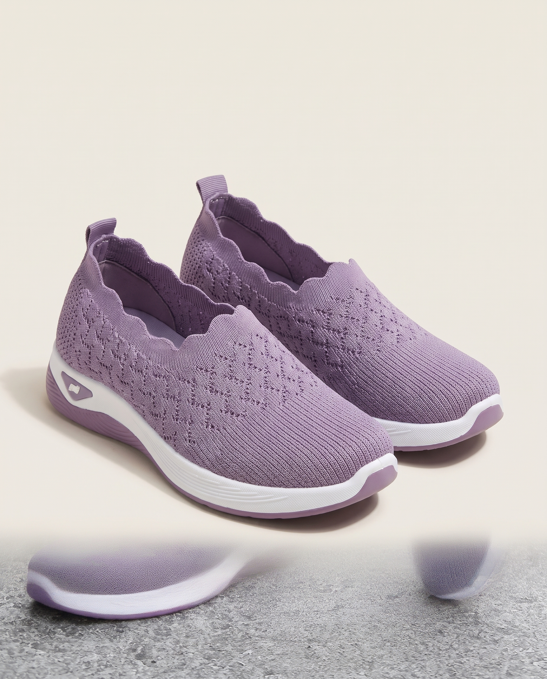 Uma Comfortable Knit Wedge Loafers — SK03-Light purple variant
