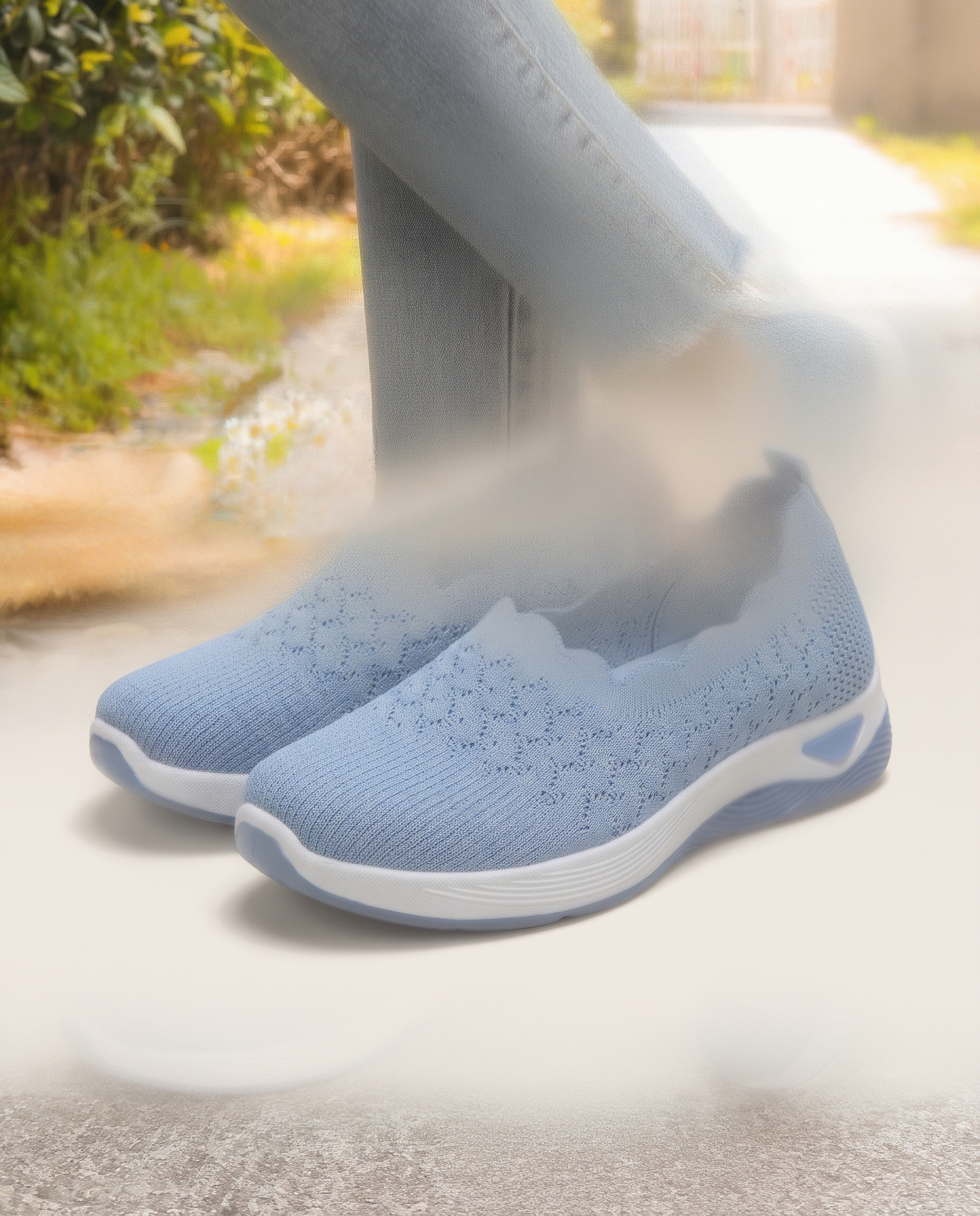 Uma Comfortable Knit Wedge Loafers — SK03-Sky blue variant