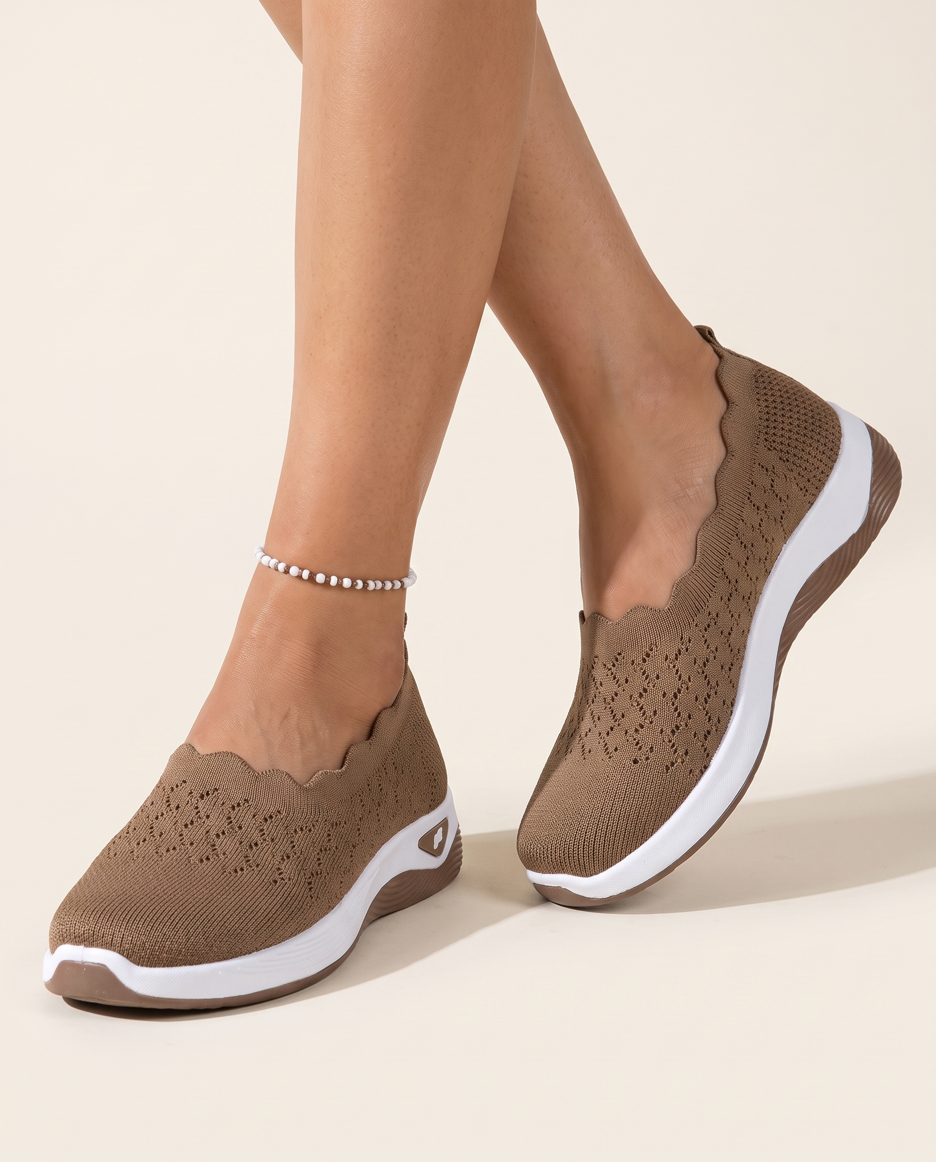 Uma Comfortable Knit Wedge Loafers — Australian studio lifestyle view