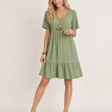 V Neck Summer Dress with Ruffle Hem – primary product view