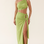 Valencia Backless Crop Top and Split Maxi Skirt Set – studio front view