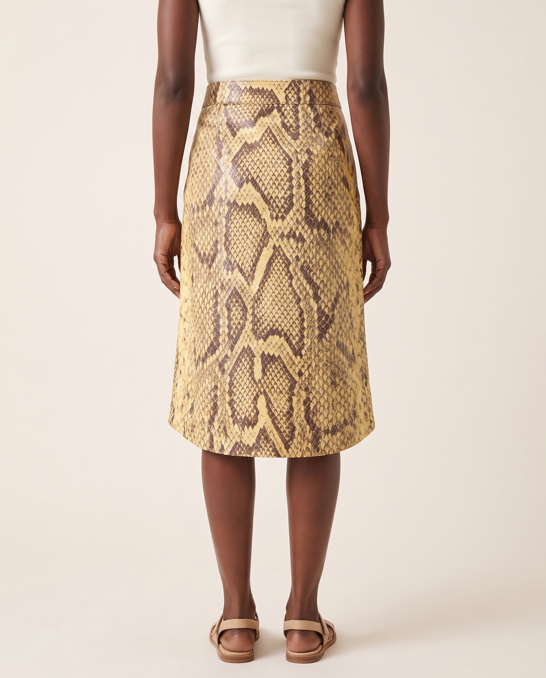 Veda Snakeskin High-Waist Midi Skirt – back