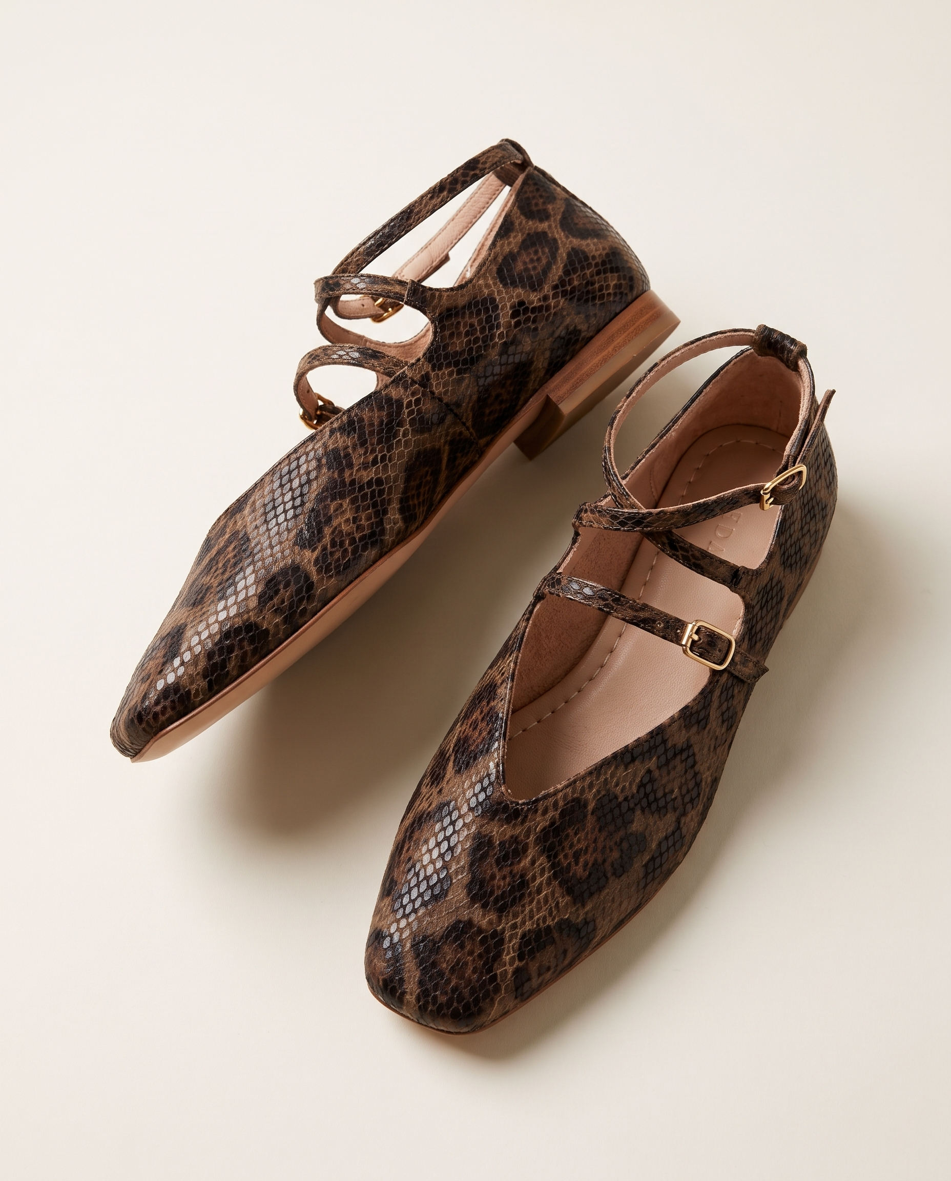 Veda Classic Square-Toe Lace Ballet Flats — detail view