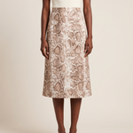 Veda Snakeskin High-Waist Midi Skirt – Khaki