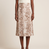 Veda Snakeskin High-Waist Midi Skirt – Khaki
