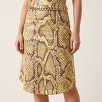Veda Snakeskin High-Waist Midi Skirt – studio front view