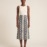 Veda Snakeskin High-Waist Midi Skirt – White