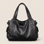 Slouchy Faux Leather Shoulder Bag – Black Everyday Casual Hobo Bag — main view