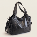 Slouchy Faux Leather Shoulder Bag – Black Everyday Casual Hobo Bag — product view 2