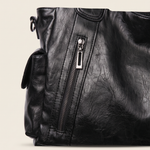 Slouchy Faux Leather Shoulder Bag – Black Everyday Casual Hobo Bag — product view 5