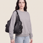 Slouchy Faux Leather Shoulder Bag – Black Everyday Casual Hobo Bag — product view 6