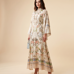 Viola Botanical Bell-Sleeve Maxi Dress — front studio