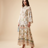 Viola Botanical Bell-Sleeve Maxi Dress — front studio