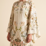 Viola Botanical Bell-Sleeve Maxi Dress — sleeve and print detail