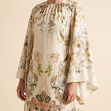 Viola Botanical Bell-Sleeve Maxi Dress — sleeve and print detail