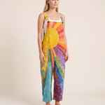 Wide-Leg Jumpsuit – Vivid Sunburst Swirl — Multicolor — studio three-quarter