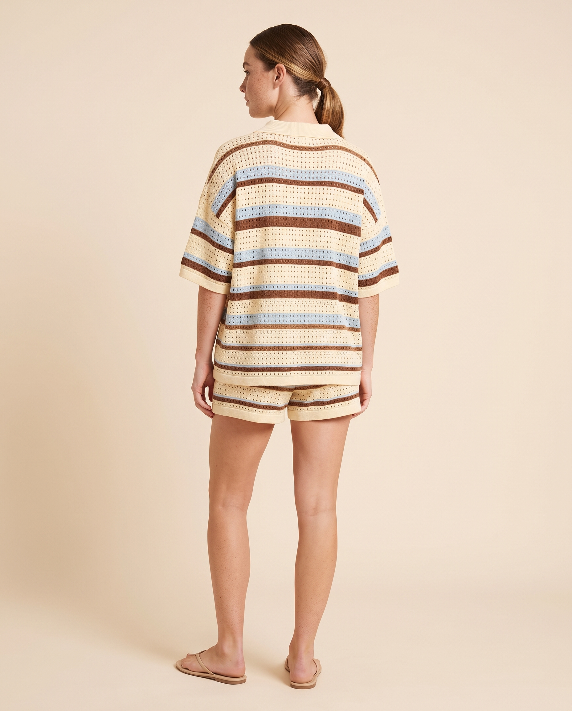 Willa Relaxed Striped Knit Shorts Set – back